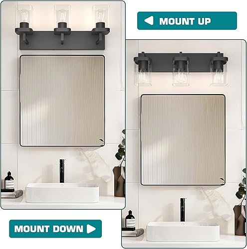Miniatura 2 de Accesorios de iluminación de baño sobre el espejo, diseño cuadrado y placa trasera grande rectangular, 3 luces Morden van, accesorios de iluminación