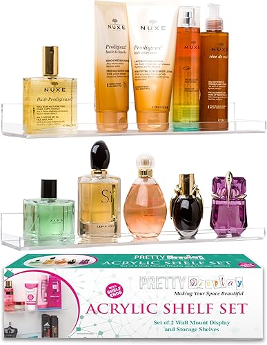 Pretty Display Estantes flotantes invisibles para baño montados en la pared 2 unidades Juego de estantes de baño de acrílico transparente de 15