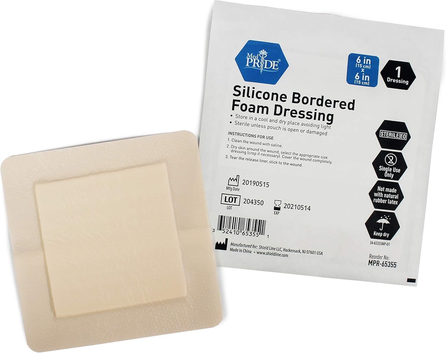 Buy Medpride Adhesive Silicone Bordered Foam Wound Dressing Pads 6