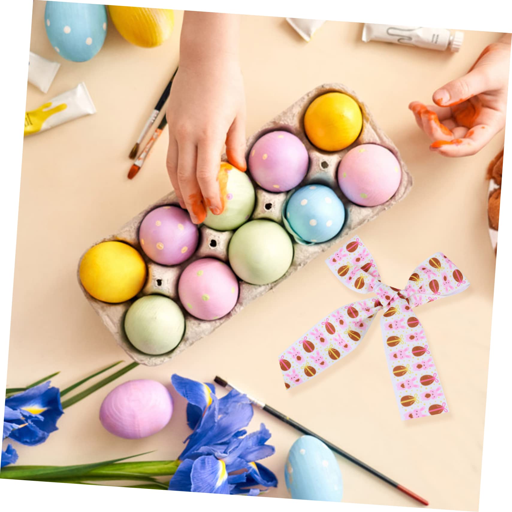 Operitacx 9rollen Polyesterband Mit Buntem Osterhasen-design Geschenkband Für Ostern Bastelprojekte Und Dekoration Breit