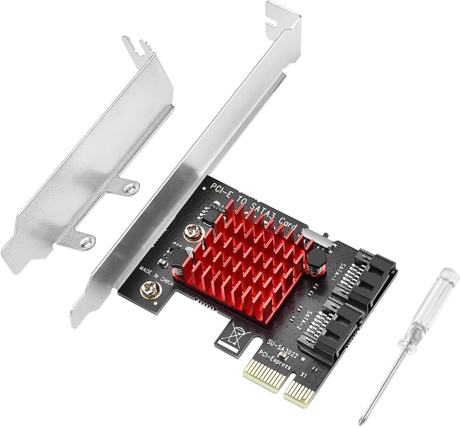 PCIE SATA Expansion Card 2 Port PCIE to SATA Card 6Gbps SATA 3.0 Controller PCI Express X1 Expansion Card with Low Profile Bracket for Desktop PC Support SSD HDD