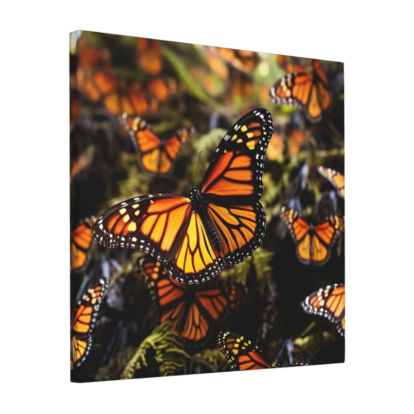 KLOPH Heaps of Orange Monarch Butterflies Canvas Wall Art for Living Room 12"x12" Modern Artwork Painting for Bathroom Hanging Canvas Prints Aesthetic Wallart for Bedroom Kitchen Office Wall Decor