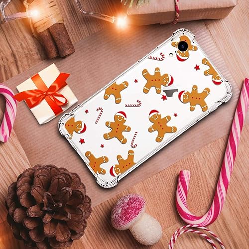 Miniatura 7 de YESPURE Funda de Navidad para iPhone XR, diseño impreso de hombre de jengibre, transparente, suave, a prueba de golpes, funda protectora de TPU a