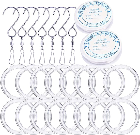 18PCS Wind Chime Supplies Wind Chime Top Wind Chime Ring Crystal Wind