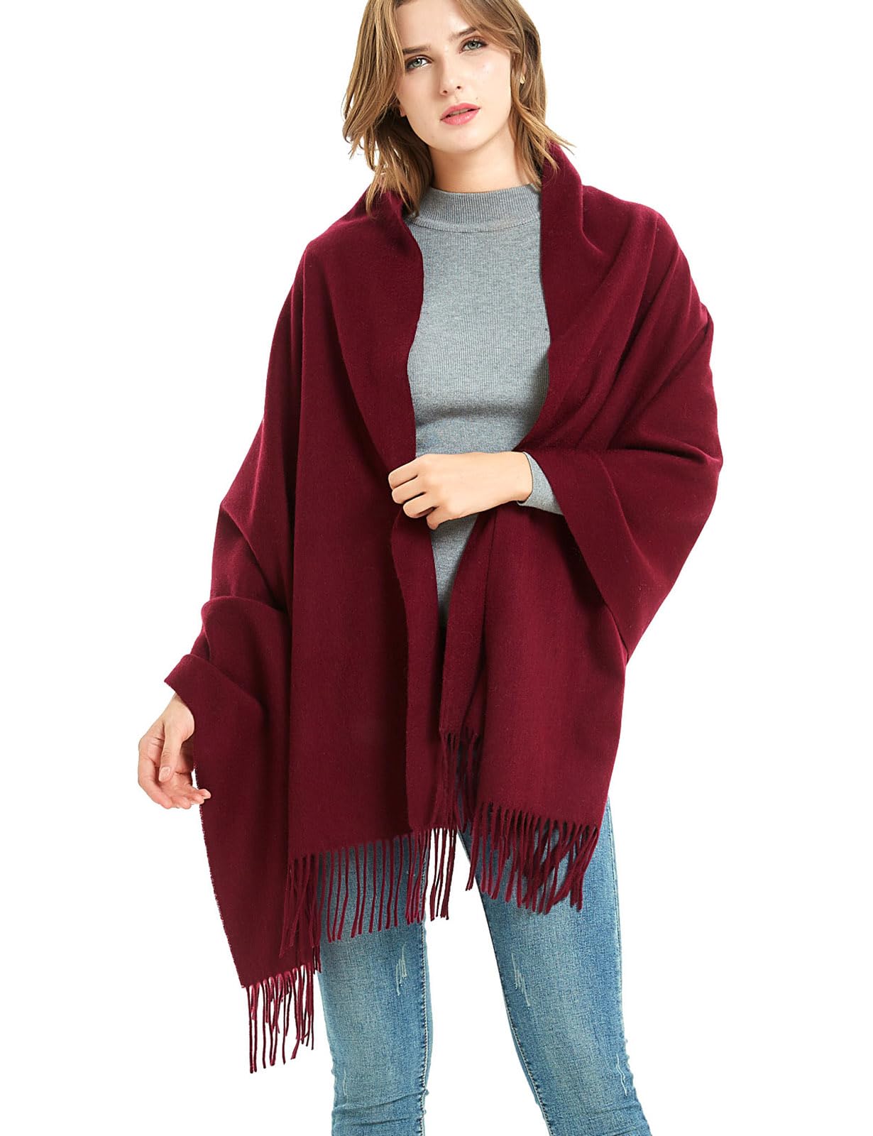 Wool Shawl Large Thick Pashmina Travel Blanket Scarf