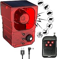 Vista 1 de Alarma solar con sensor de movimiento para exteriores - Ladridos de perros, disparos y sonidos de sirena para exteriores e interiores.