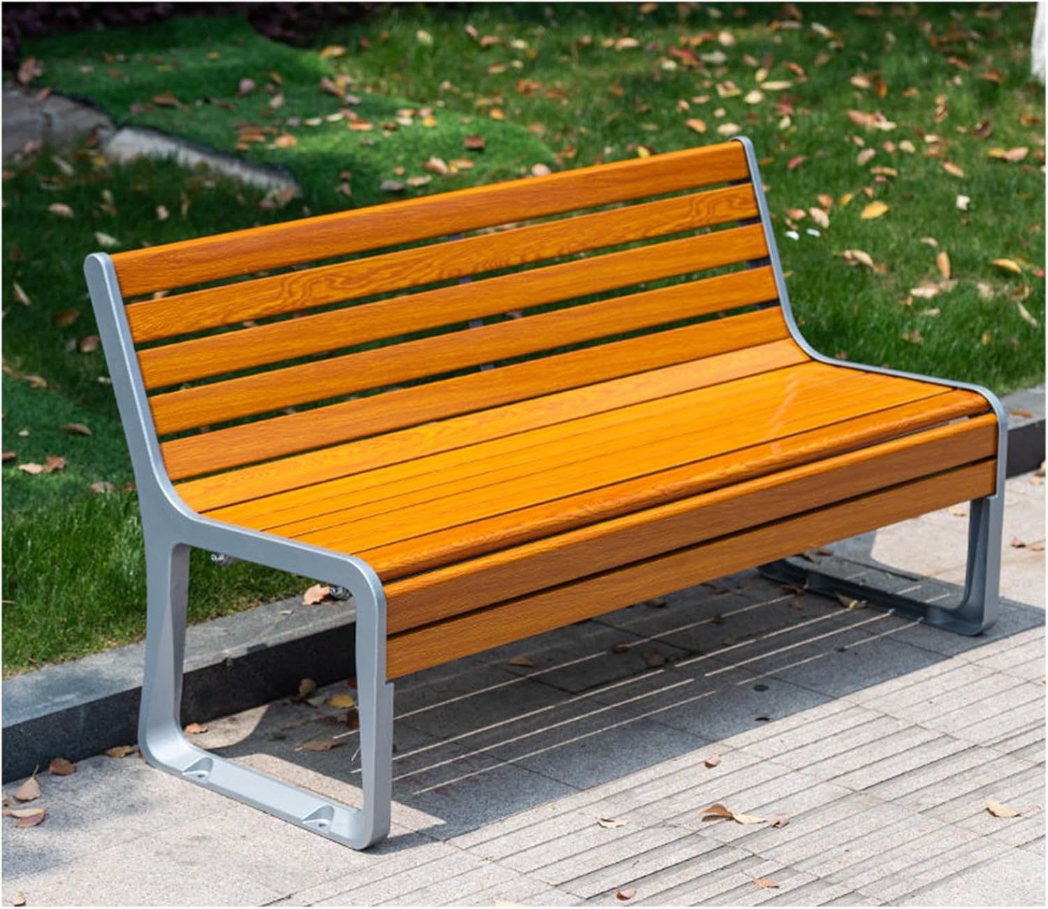 Outdoor Bench Metal with Backrest, Garden Benches Weatherproof, Load Bearing Capacity 891lbs, Suitable for Street Porch Park Use(Yellow,180x57x79cm/71x22x31in)