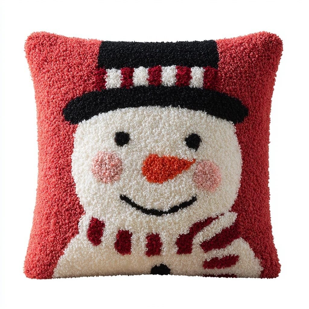 WallustrioaW Latch Hook Cushion Kits 43x43cm,Snowman Pattern