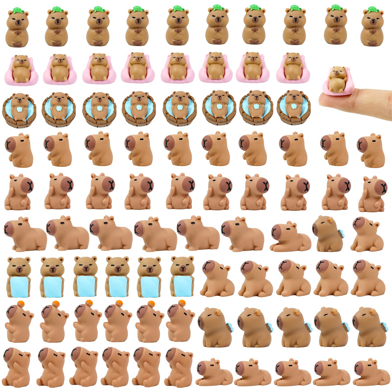 Photo 1 of **SOME BROKEN SOME MISSING*** Mini Capybara Toys, 72 Pack Mini Capybara Figures, 12 Styles Resin Capybara Garden Miniatures, Small Capybara Toys and Trinkets for Fairy Garden, Succulent Planter, Desk Decor and Patio Ornaments