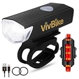 VivBike Rechargeable Bicycle Lights Bright LED Headlight and Taillight, USB Rechargeable, Waterproof, Easy Mount | A HerTime2 Brand