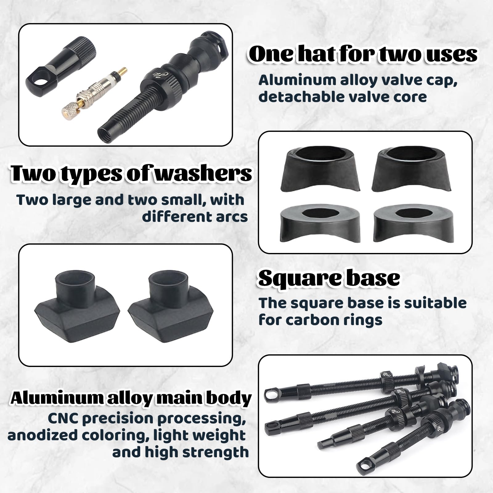 SoundZero 2 Pezzi Valvole Tubeless per Bici, Valvole Presta Tubeless Bici, Presta Tubeless Bicicletta MTB, Nere Bici Valvole Tubeless, Con strumento di rimozione valvola (50mm)