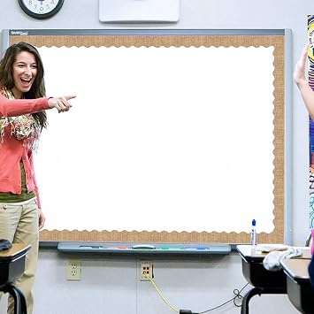 VABAMNA Burlap Bulletin Board Borders, Bulletin Board Decorations, 72Ft Burlap Scalloped Rolled Border Trim for Teacher School Supplies Back to School Classroom Decorations, 2 Rolls
