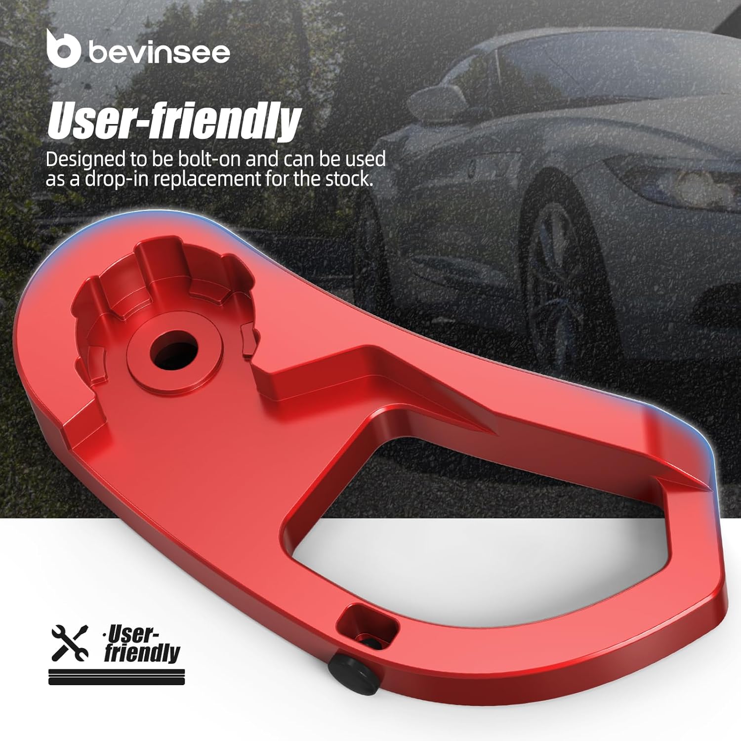 Bevinsee Aluminum Bonnet Hood Latch Release Lever Handle Bracket Trim Compatible with BMW E46 X3 E83 323i 323Ci 325i 325Ci 325xi 328i 328Ci 330i 330Ci 330xi M3, Replacement for 51238223163, Red