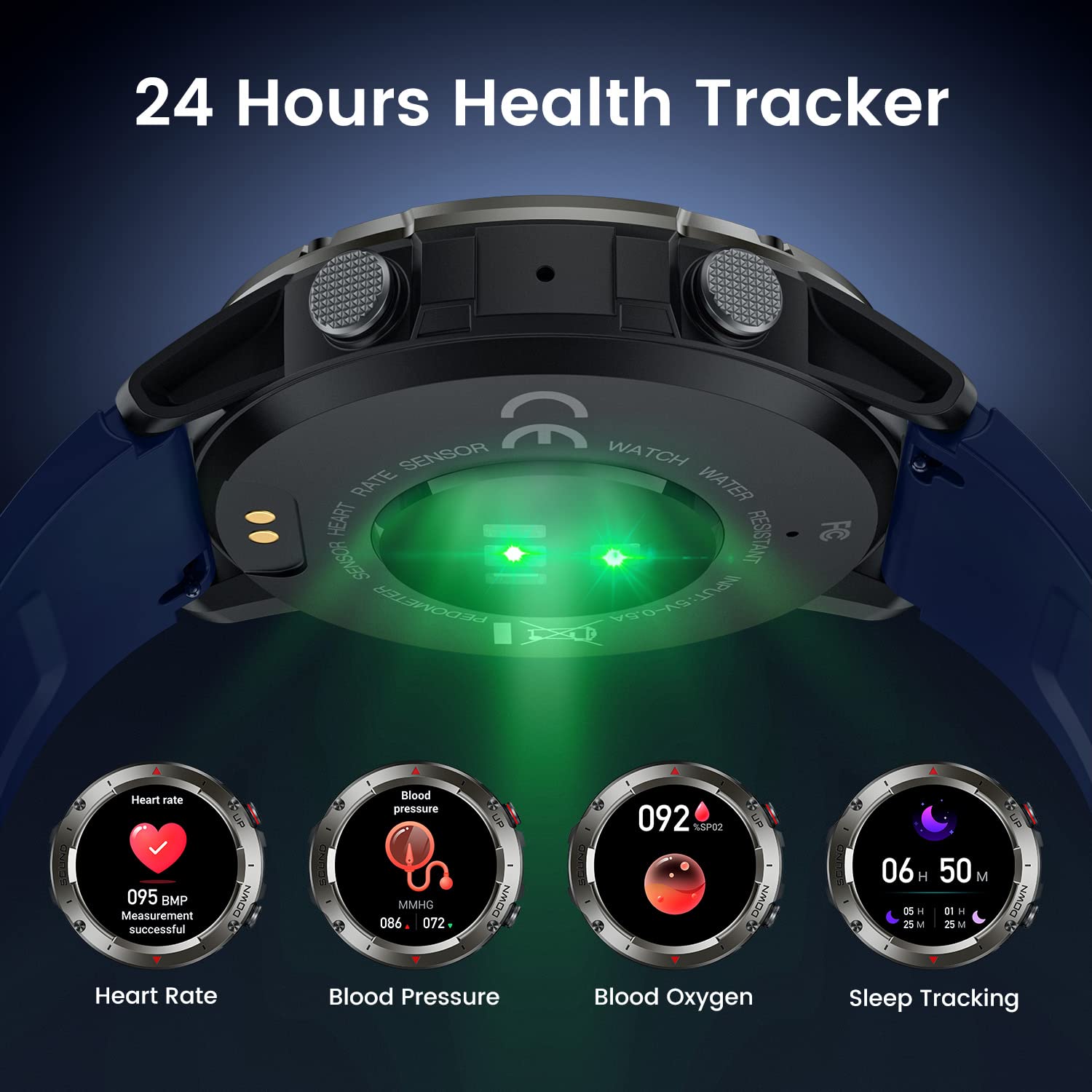 Orologio Smartwatch Uomo Fitness Watch - Cardiofrequenzimetro da Polso Smart Watch con Pressione Sanguigna Sport Tracker con Risposta Chiamate Contapassi Impermeabile Orologi per Android iPhone