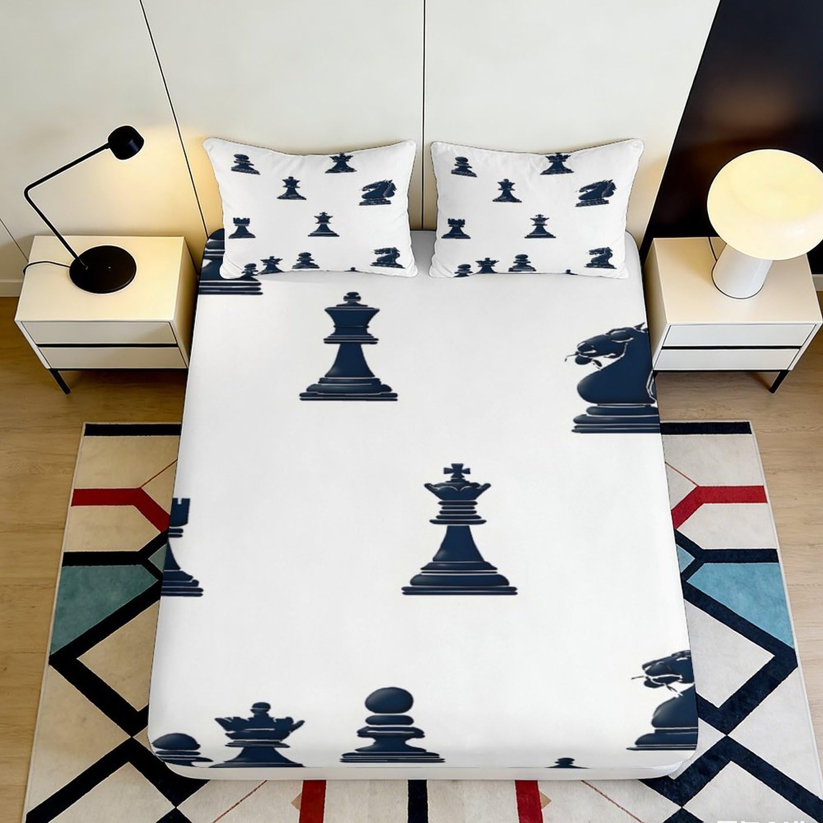 Pnayamiorkfel Style-4 3D Printed Chess Classic Fitted Sheet Microfiber Soft Breathable Board Game Bed Cover For Bedroom Decor 90X200x25cm