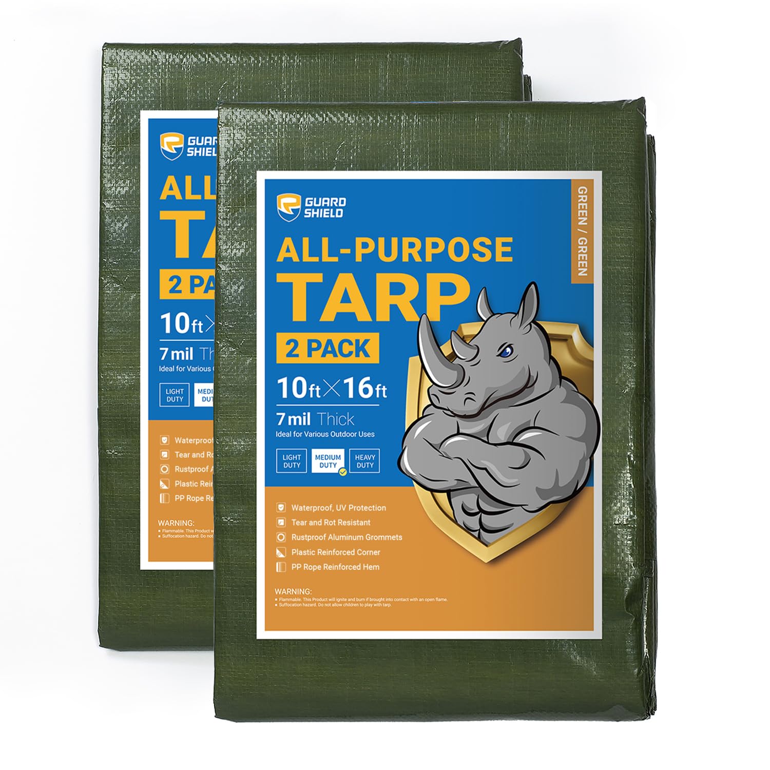 GUARD SHIELD White Tarp 10x12 Feet Medium Duty All Purpose Poly Tarps Cover 7mil — view 57