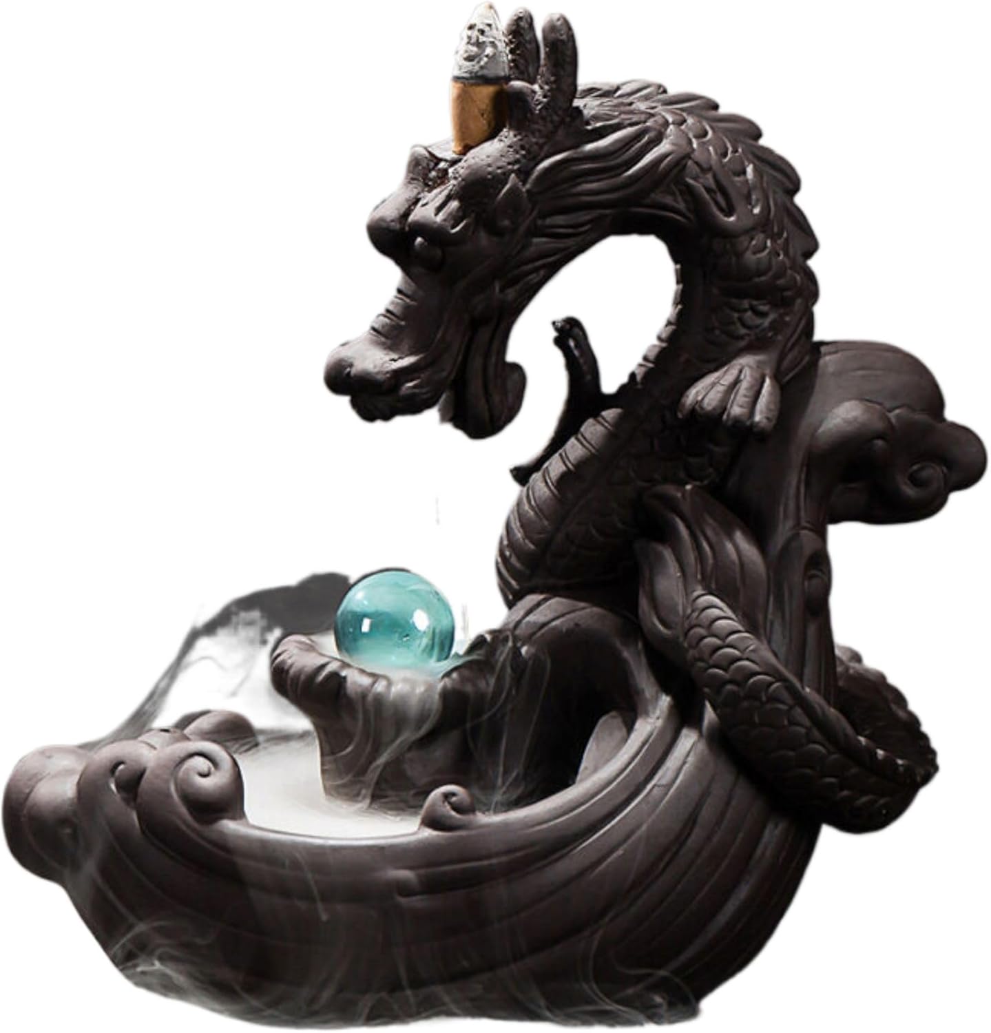 Home Decoration,紫砂大龙戏珠倒流香炉 Incense Holder,摆件创意中国龙香炉 Incense Holder,-12956