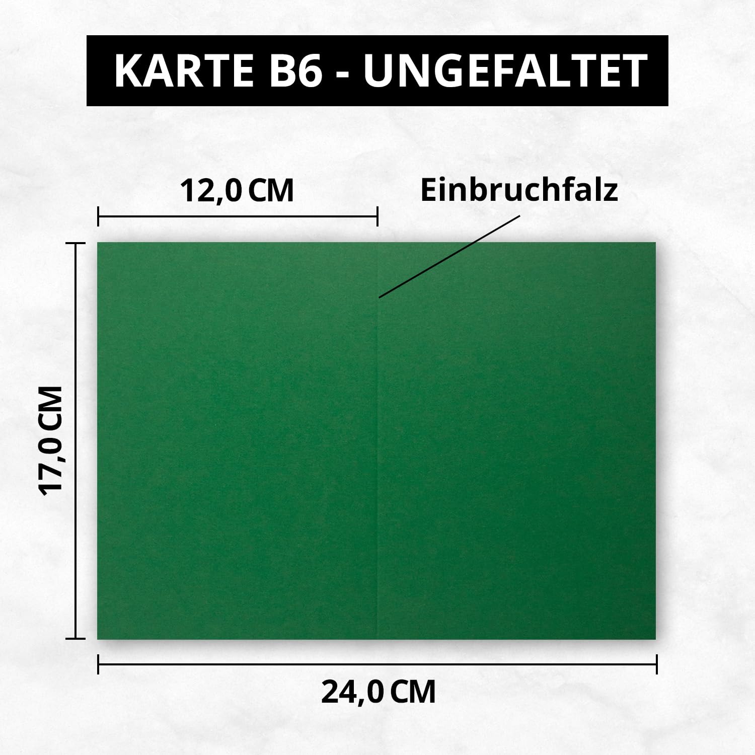 200 Sets - großes Kartenpaket, Dunkelgrün (Grün), matt, mit 200 Faltkarten, passenden weißen Einlegeblättern & 200 gefütterten Umschlägen - DIN B6, 12 x 17 cm - 120 x 170 mm
