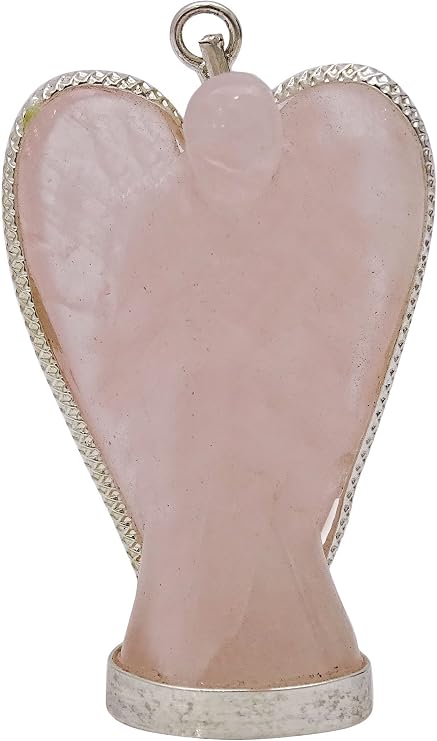 Harmonize Alloy Reiki Healing Crystal Angel Pendant Rose Quartz Spiritual Gift Locket