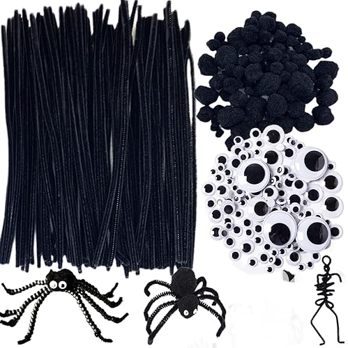 Juego de suministros para manualidades Juego de limpiapipas y limpiapipas, pompones, palos, ojos salteados, tijeras y para proyectos de arte