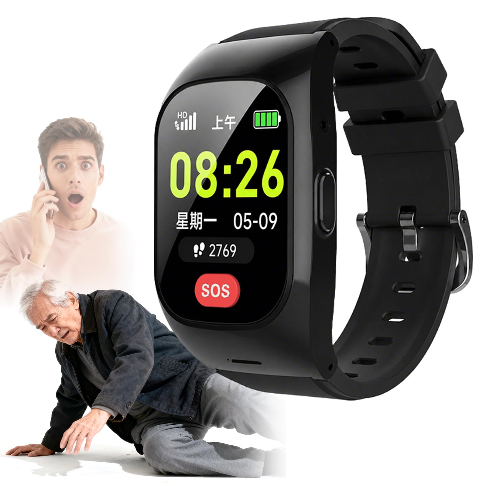EaThsalL Personal Alarm Watch for Elderly GPS Tracking & SOS Alert Emergency Button Location Tracking, Vibration, and Sound. Dual Reminders for Seniors, Setting up 15 members Screen