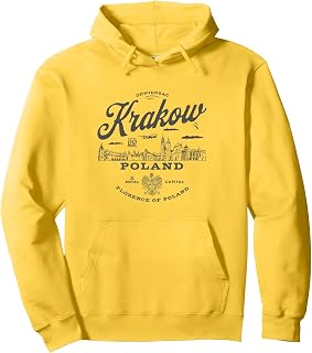 Visit Krakow Poland Since 1257 Vintage Skyline Pullover Hoodie