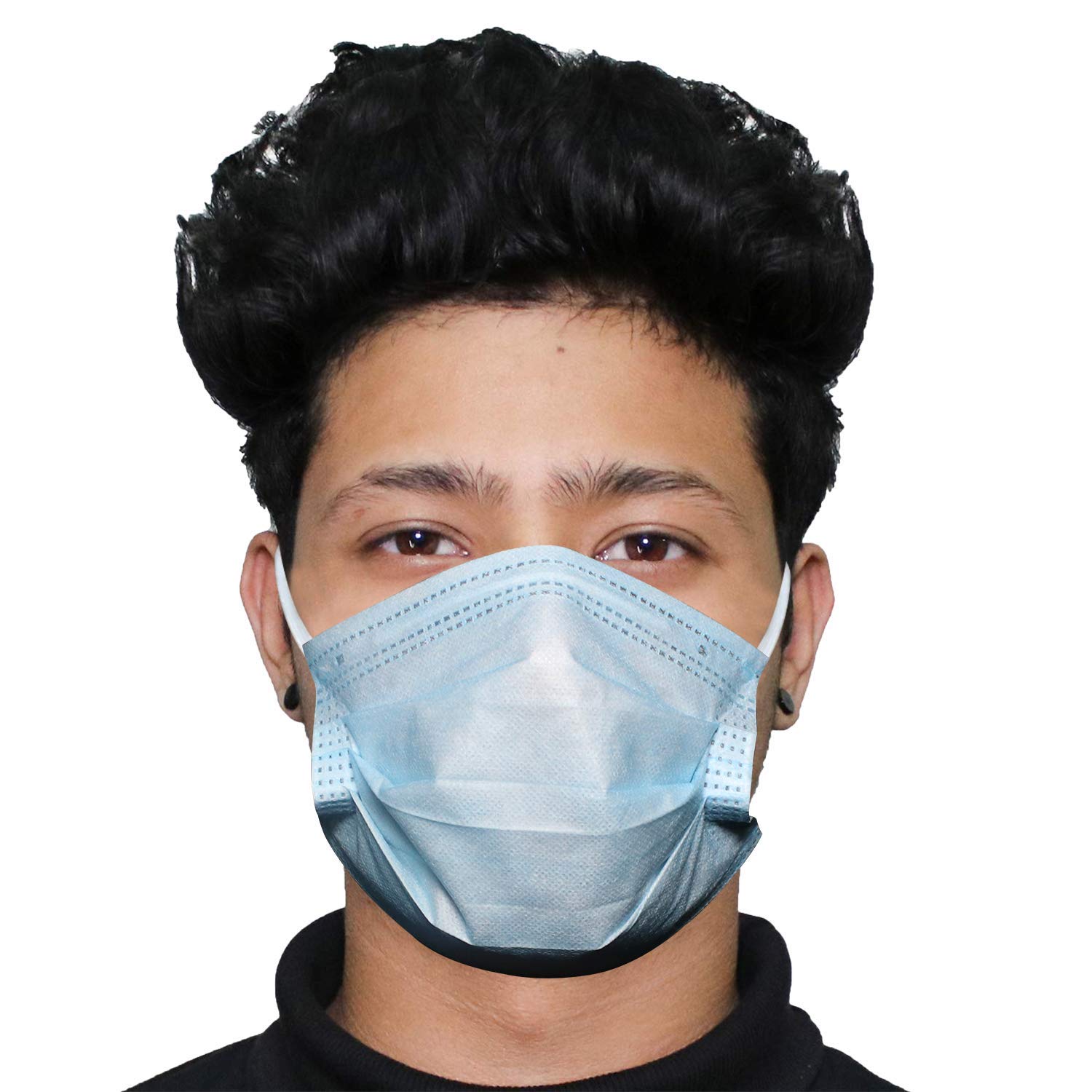 ORILEY OR0004 3 Ply Disposable Face Mask Non-Woven SMS Fabric with Metal Nose Pin Non Surgical Unisex Dust-Proof Mouth Cover with Earloop (25 Pcs)