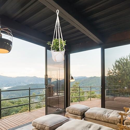 Miniatura 6 de RIFNY 3 juegos de colgadores de macramé para interiores, 352923 pulgadas, soporte resistente para plantas de macramé adecuado para macetas de 6 a 10