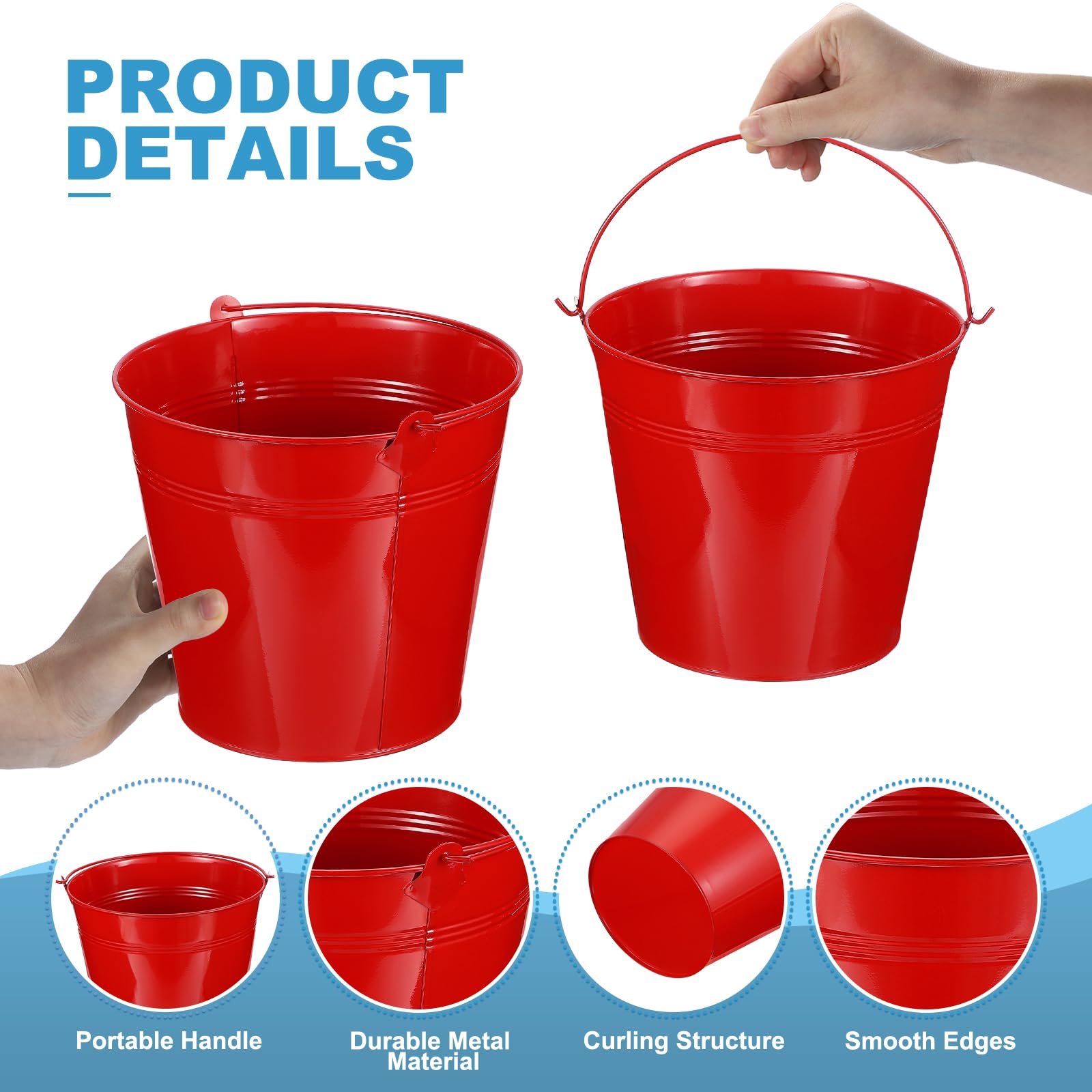 PATIKIL 7"x6.5" Small Metal Buckets with Handle - Image 3