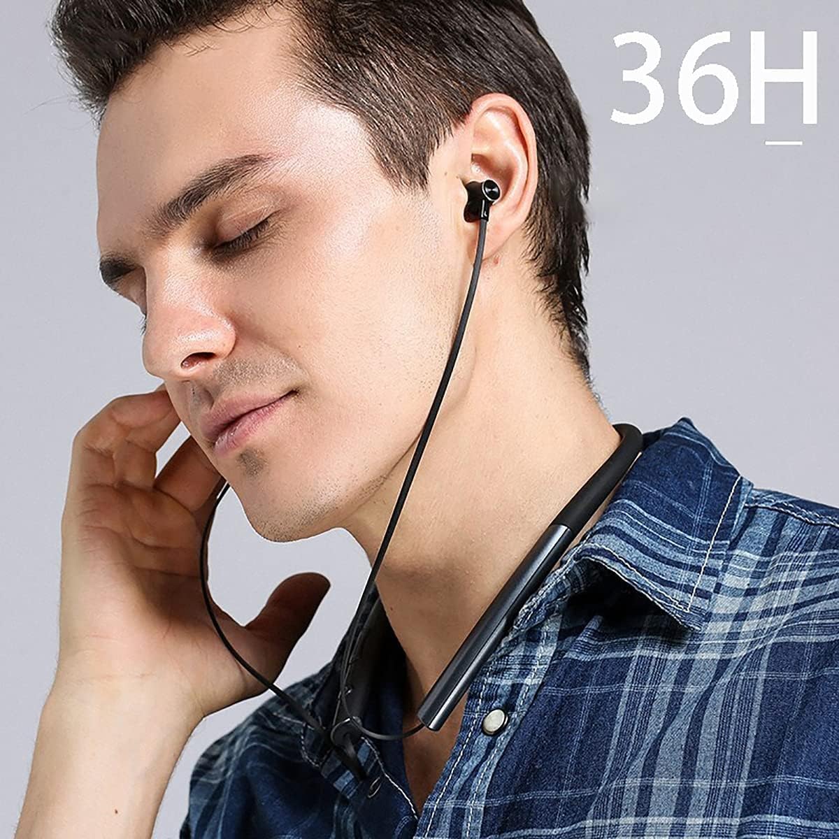 Neckband Earphones Bluetooth 5.0 Headphones CVC8.0 Noise Cancelling Bluetooth Headset Wireless Earbuds Neckband with Mic,9D Deep Bass, 20H Overall Endurance,Sports for Running Driving Working, Black - Image 6