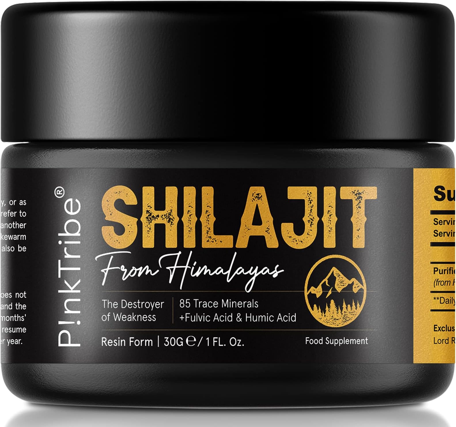 P!nkTribe Shilajit Resin, Original Himalayan Shilajit 30g - Gold Grade 100% Pure, Rich in Fulvic & Humic Acid, Minerals, Immune System & Vitality Booster, Vegan (Pack of 1)