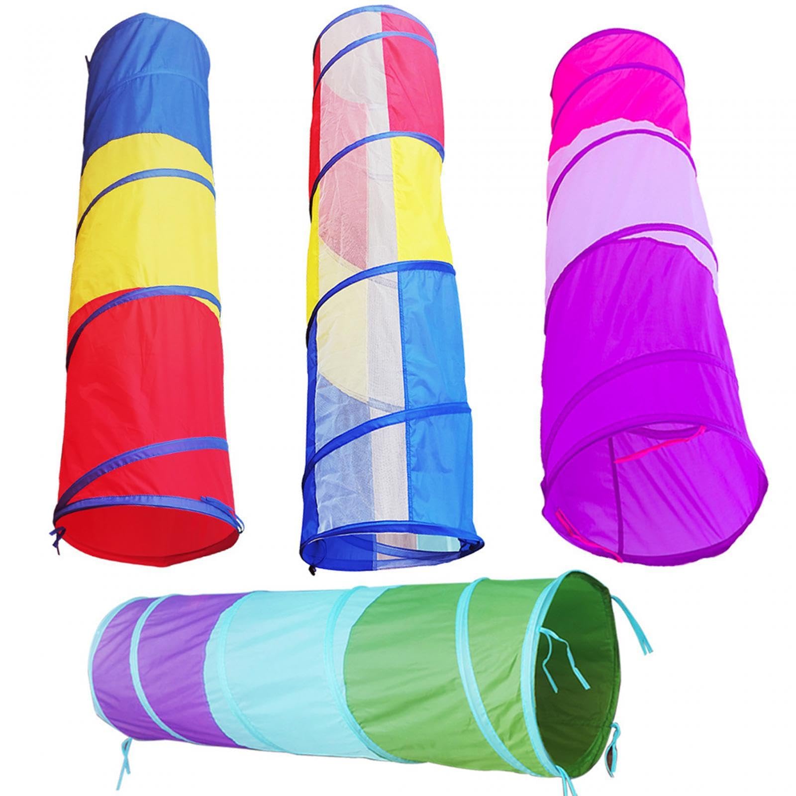 Almencla Krabbeltunnel Kinder Spielzelt Spielhaus Faltbares Tunnelspielzeug Tragbar Aus Stoff Zum Krabbeln Fördert Motorik für Jungen Mädchen Indoor Outdoor Ca, 1,8m