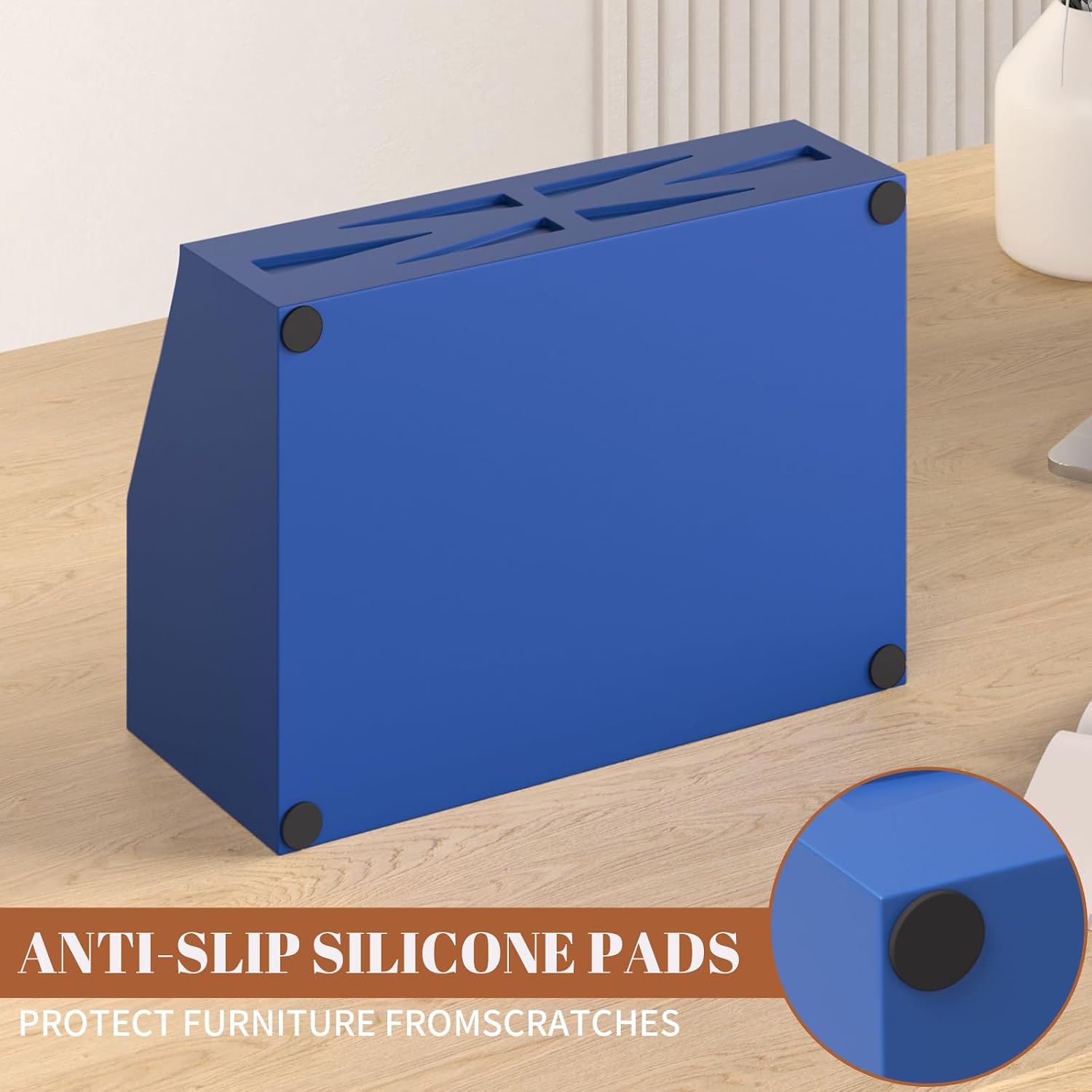 Wood Mail Organizer Countertop,Farmhouse Desk and Kitchen Countertop Storage, Letter Sorter, Desk Mail and Bill Organizer, Desktop File and Paper Holder (Blue)