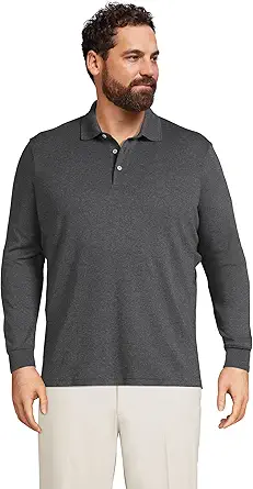 Lands' End mens Long Sleeve Supima Polo Shirt