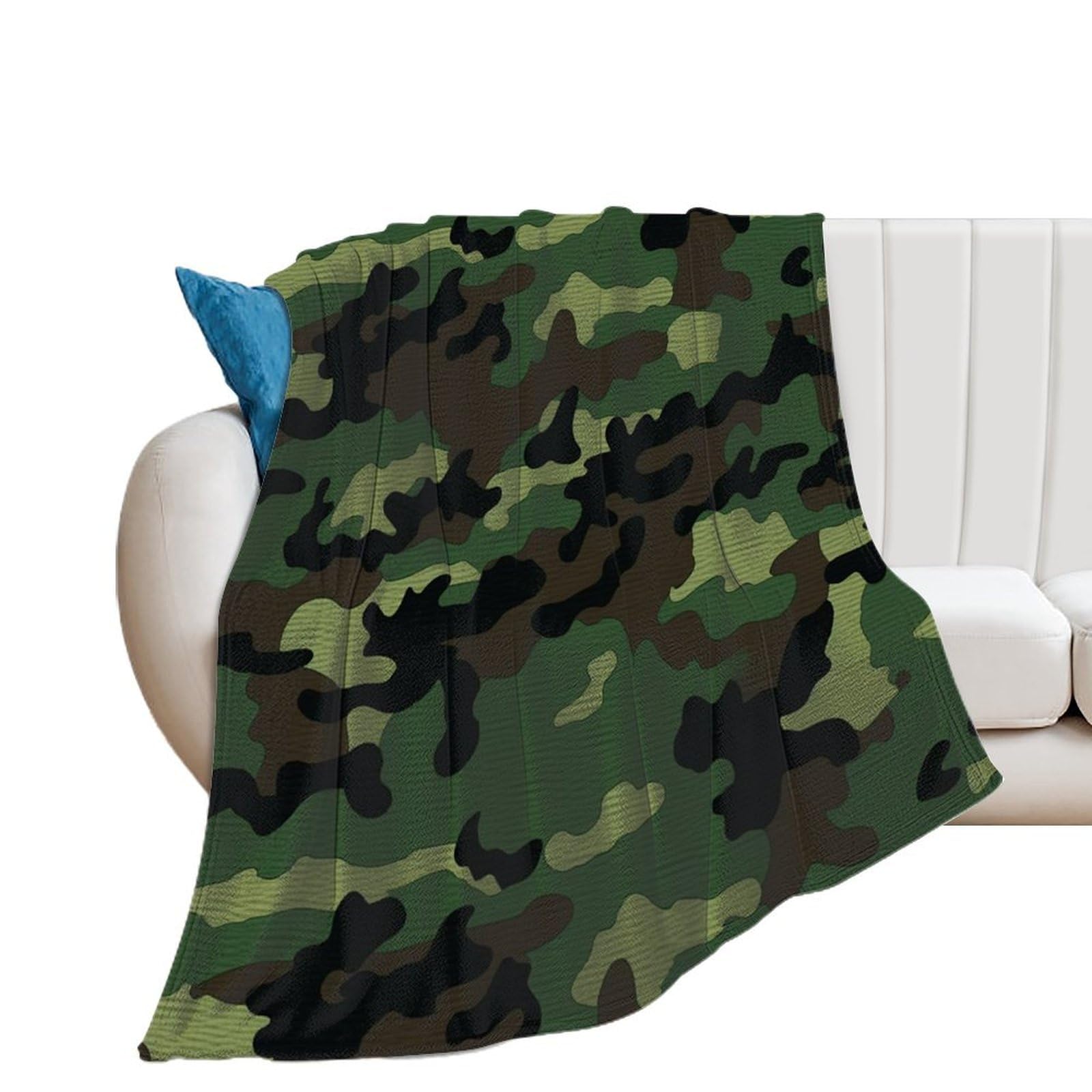 Couverture en flanelle pour le voyage plaid camouflage vert idéal canapé et lit