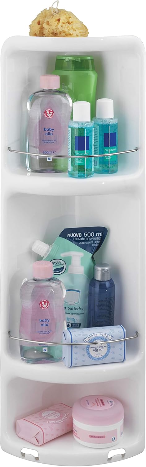 Gedy Shower Storage, Metal, thermoplastic resins, White, Grande