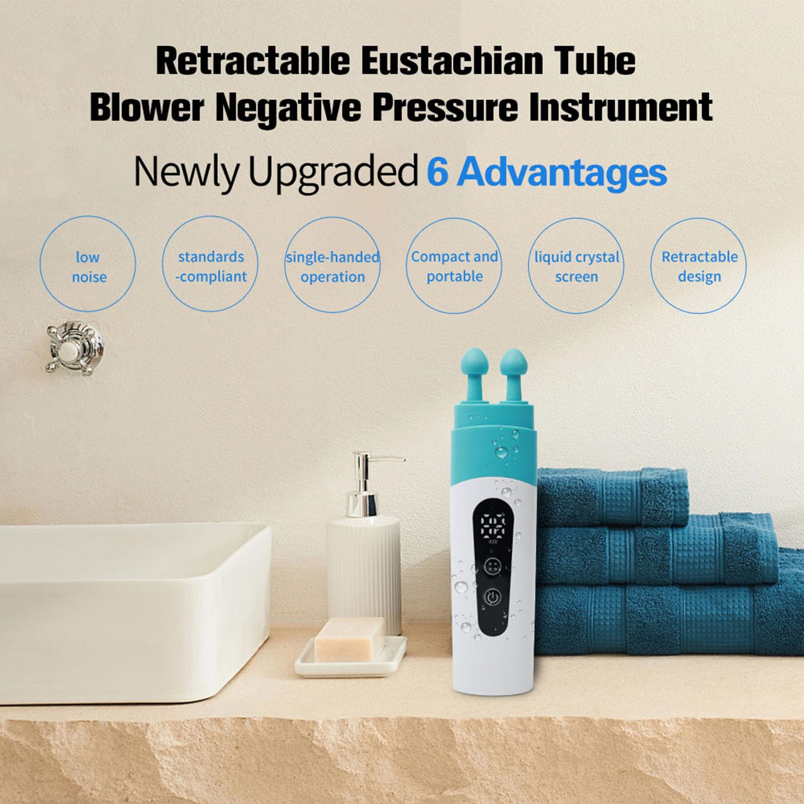 Dispositivo di Pressione 'orecchio Bilanciata Dispositivo di Pressione 'orecchio con Due Teste di Silicone, Adatto per Viaggi Aerei, Immersioni, Alte Quote, Dimensioni Compatte