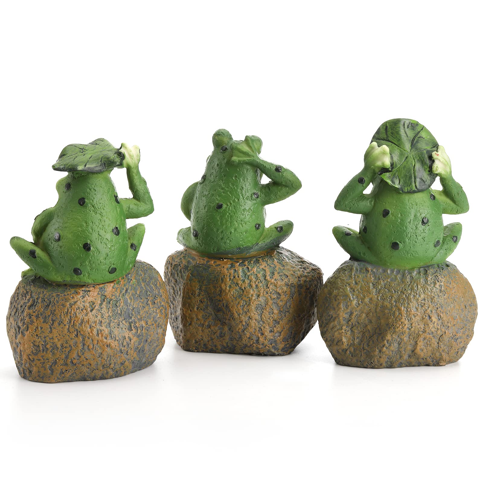 Hiceeden 6 Pcs Garden Frog Statues Decor, Resin Frog Figurines with Peace, Enjoy, Hope Sign, Funny Summer Decorations Natural Garden Ornament for Patio, Yard, Living Room, Indoor Outdoor - Image 3