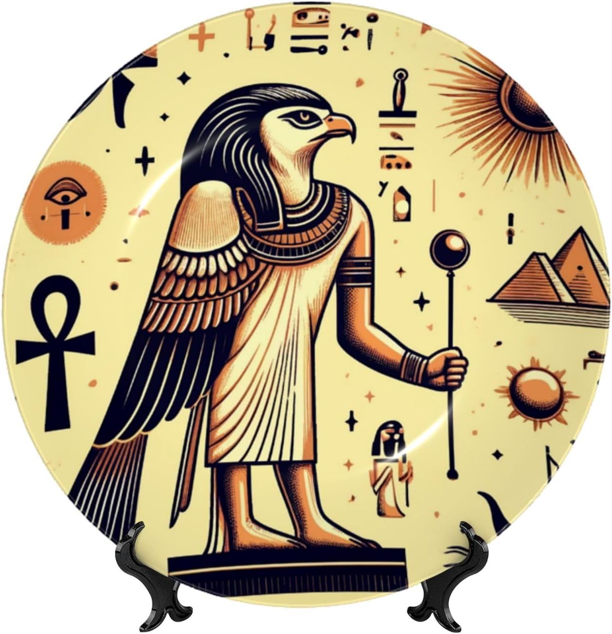 Ancient-Egypt-Egyptian-Pharaohs 10 Inch Decorative Plate With Stand, Elegant Display Wall Plate For Home Decor