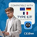 OREI India Europe Travel Adapter, India to Europe (Schuko) Plug, Type E/F European Plug Adapter - 2 in 1 - Perfect for Laptop, Camera Charger and More - CE, RoHS - Black - 5 Years Warranty gallery image