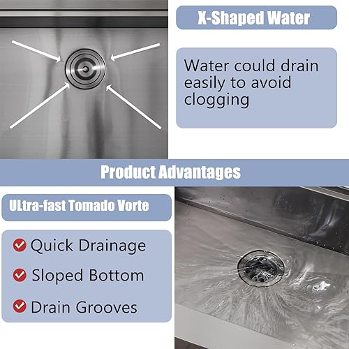 Vista 69 de Fregadero de cocina negro de 21 x 20 pulgadas, fregadero de barra descendente, fregaderos cuadrados de acero inoxidable para estación de trabajo