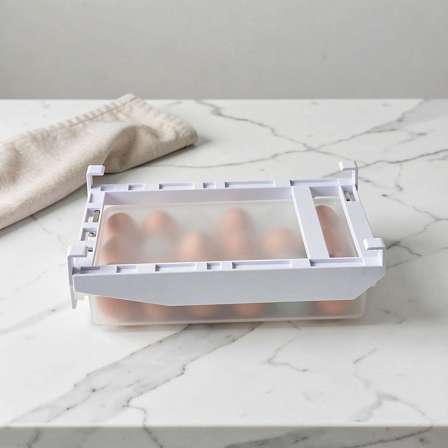 Ipetboom 2pcs Pull Out Egg Organizers, 12 Grid Clear Plastic Fridge Bins