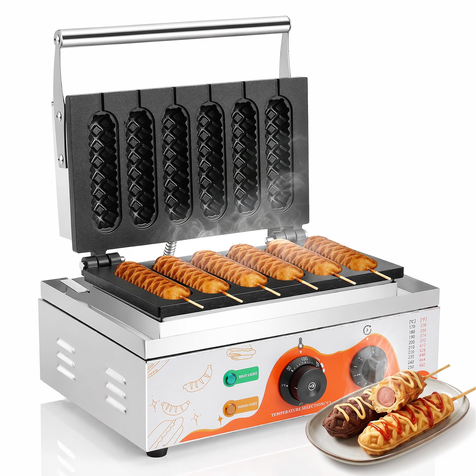 Moongiantgo Máquina para Corn Dog in Acero Inoxidable-6 Pezzi 1550W