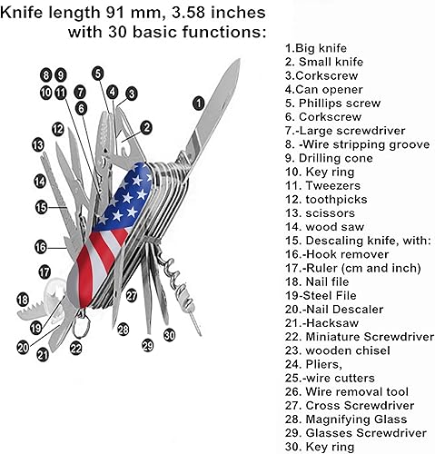 Miniatura 5 de Swiss Eagle Herramienta clásica de bolsillo 30 en 1, herramienta de bolsillo para casa y campaña, herramienta de bolsillo multiherramienta premium