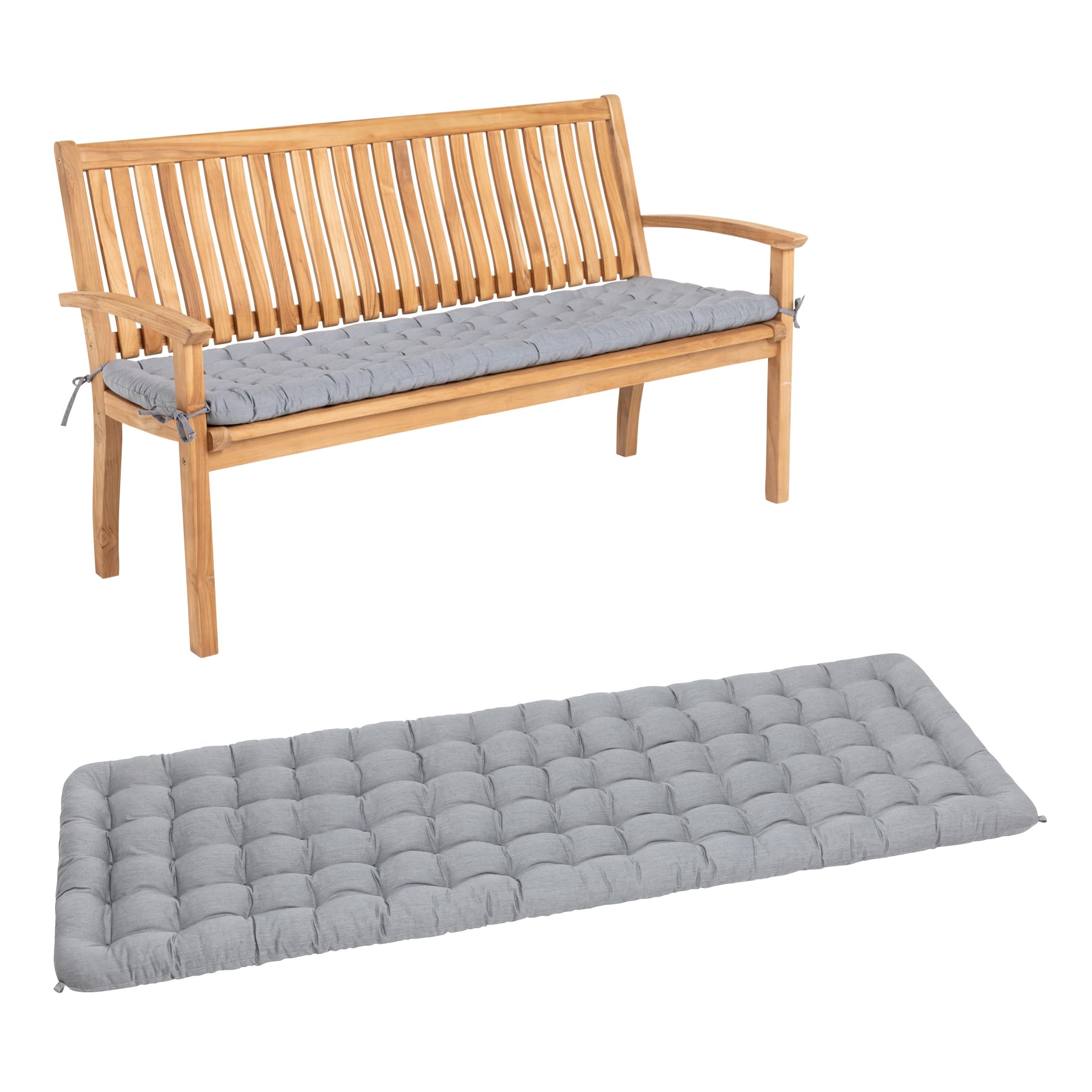 HAVE A SEAT Living - Gartenbank Auflage 120 cm - Bequeme Bankauflage Outdoor, 7 cm Dick - Waschbar bis 95°C, Orthopädisch, Wetterfest - Made in Germany (120x48 cm, Hellgrau)