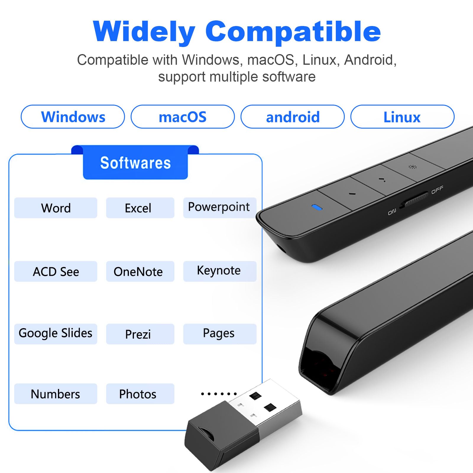 Wielofunkcyjny prezenter NORWII N75 zielony wskaźnik laserowy ładowany 100 M/330 FT bezprzewodowy prezentator USB wskaźnik do prezentacji laserowej PowerPoint Clicker wsparcie odtwarzania/pauzy