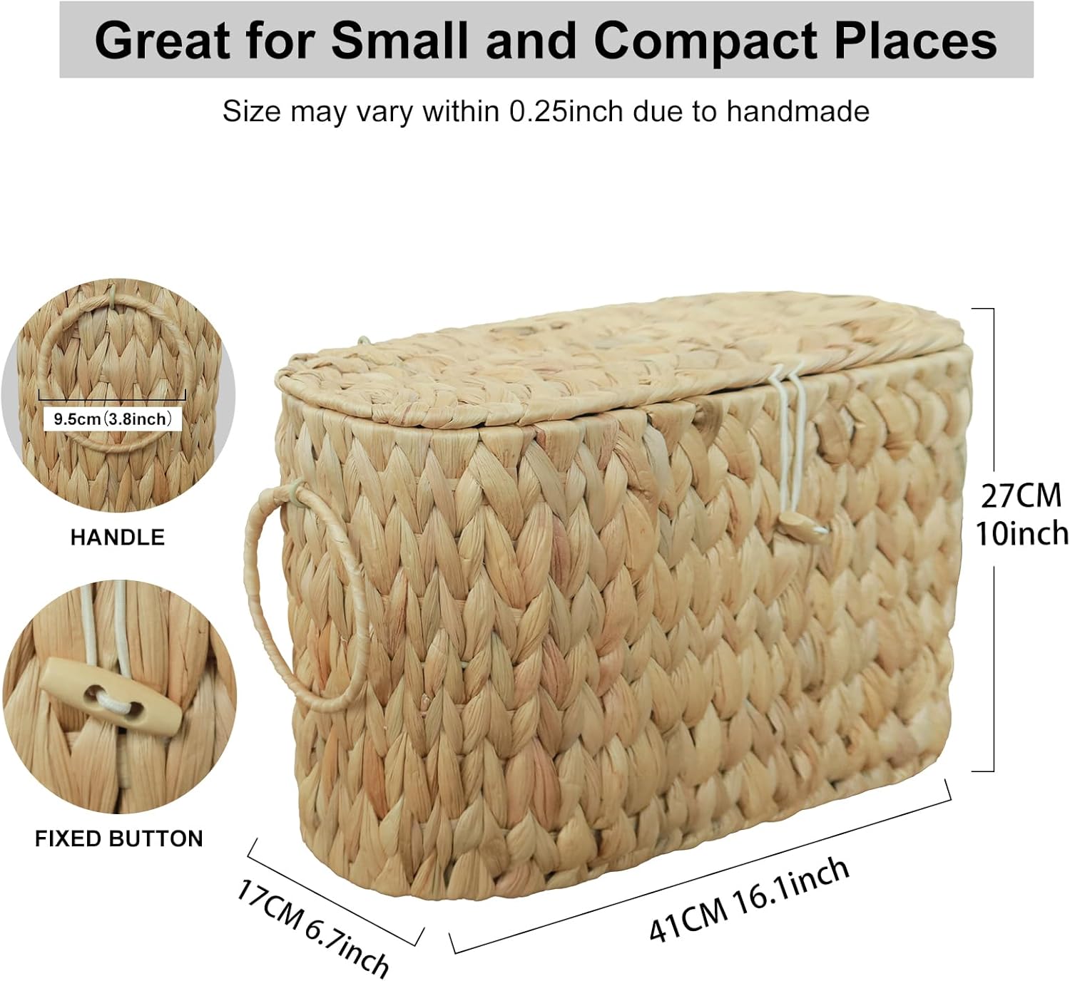 Toilet Paper Basket with Lid,Wicker Basket for Bathroom Organizers and Storage,Holds Up to 6 Mega Rolls, Decorative Hand-Woven Rattan Bathroom Decor Accessories,Natural Water Hyacinth - Image 4
