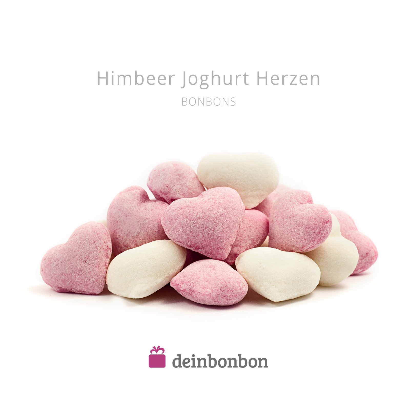 DeinBonbon 20x Gastgeschenk Mini Dose DIY Süßigkeiten und Stickerbogen | Hochzeit, Geburtstag, Taufe & Kommunion (Blau, Himbeer Joghurt Herzen Bonbons)