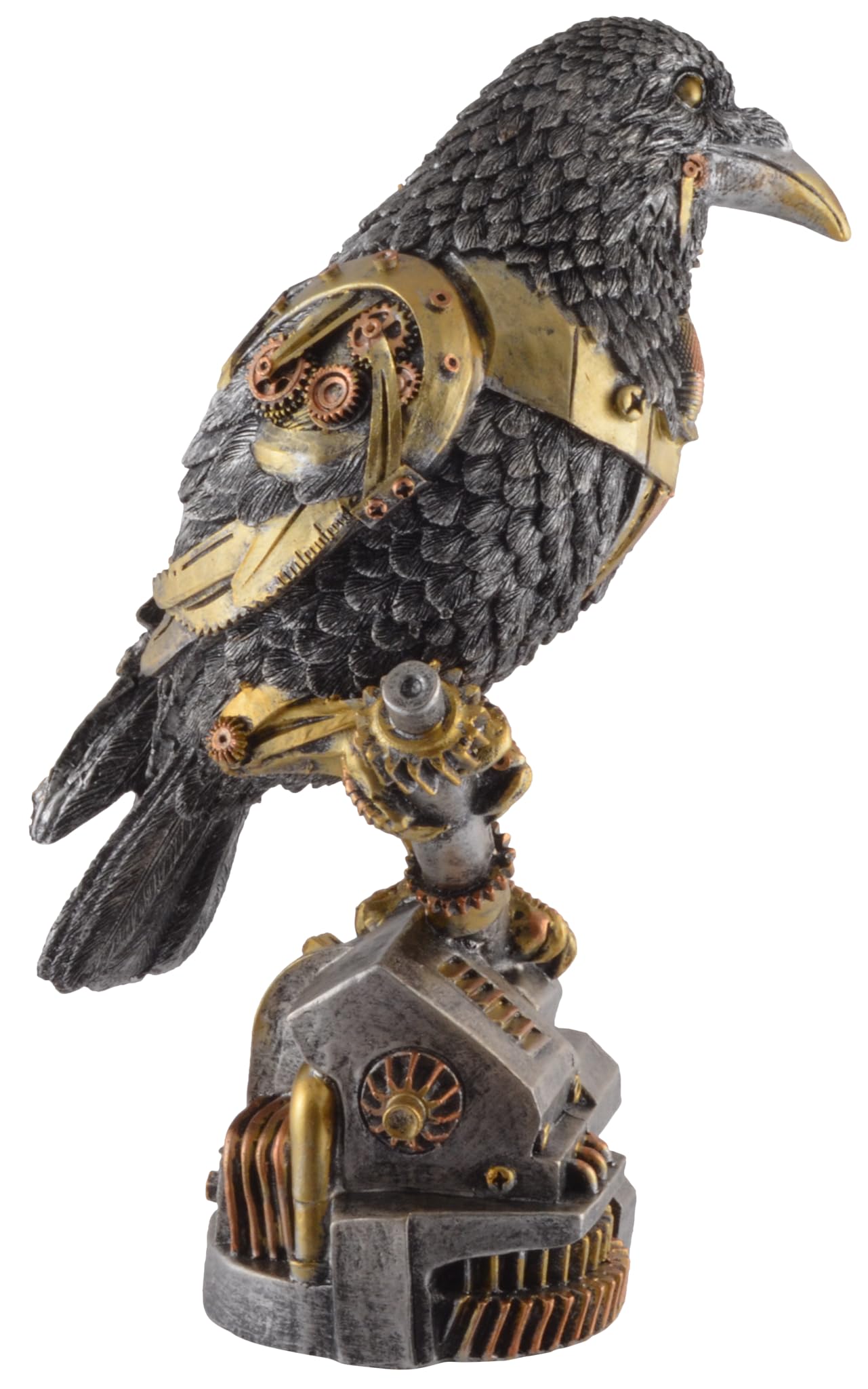 VOGLER Joh. Vogler GmbH Steampunk Steam Raven con varie parti meccaniche, pietra artificiale colorata a mano