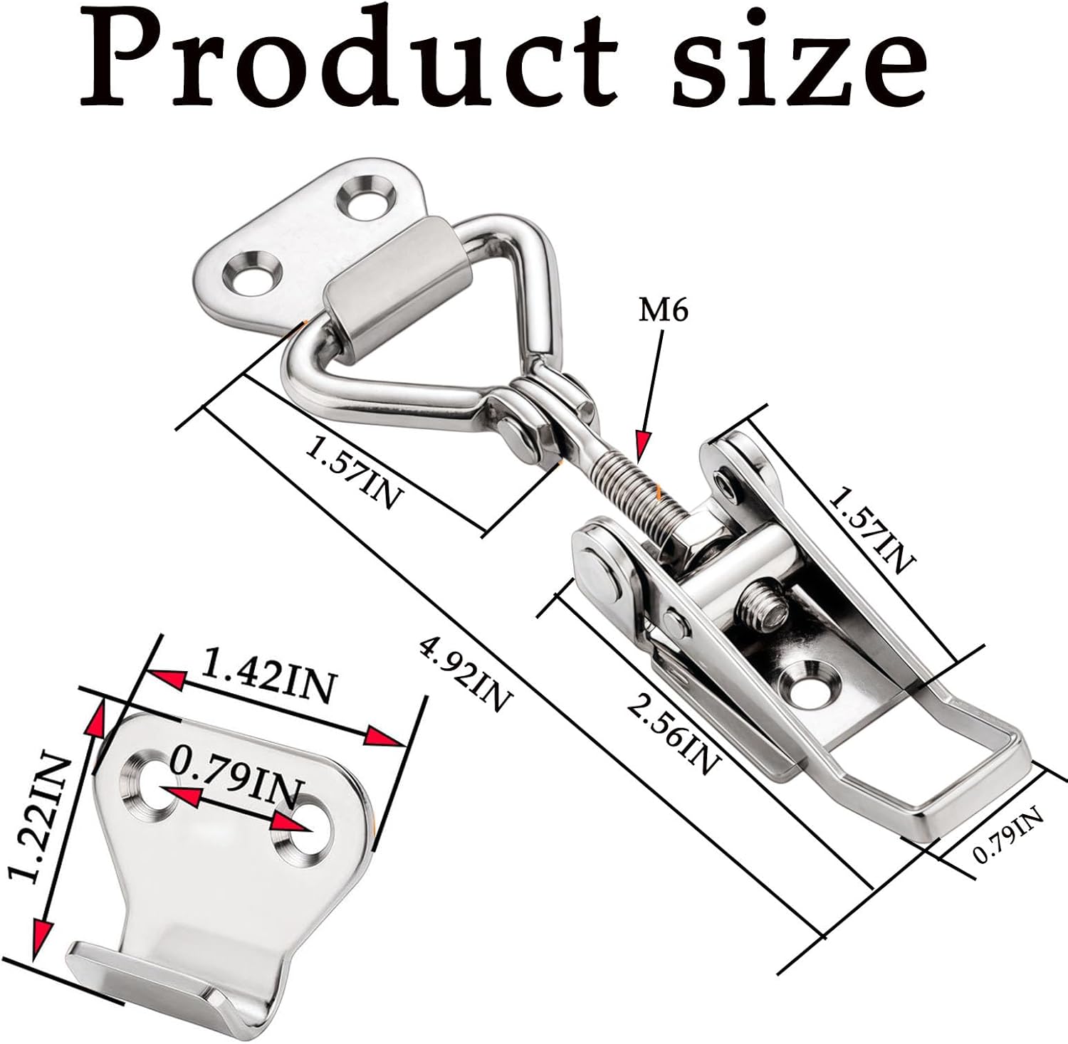 90 Degree Right Angle Adjustable Buckle 304 Stainless Steel Vertical Quick Clamp Box Buckle Latch Clamp, 4 Pieces.
